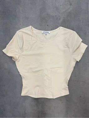 Pretty Garbage Cream Corset Seam Baby Tee Size Medium